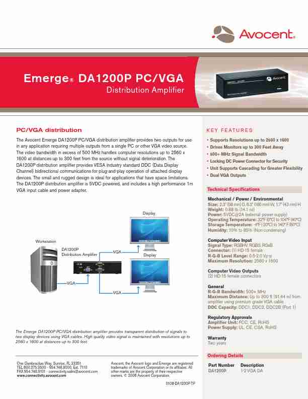 Avocent Stereo Amplifier DA1200P PCVGA-page_pdf